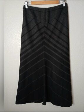 Vintage Y2K Express Black Chevron wool blend Maxi Skirt 2